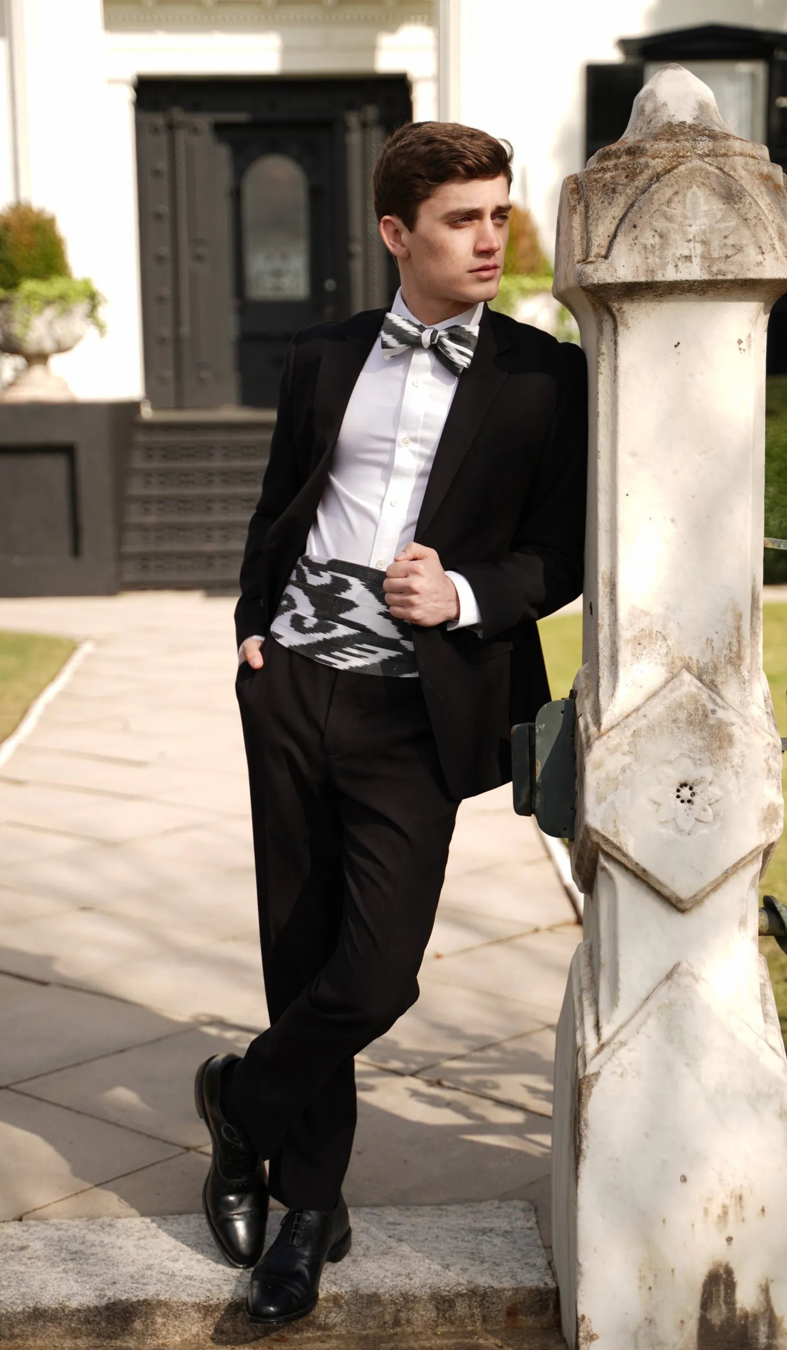 Ladue Silk Ikat Bow Tie - Black, White