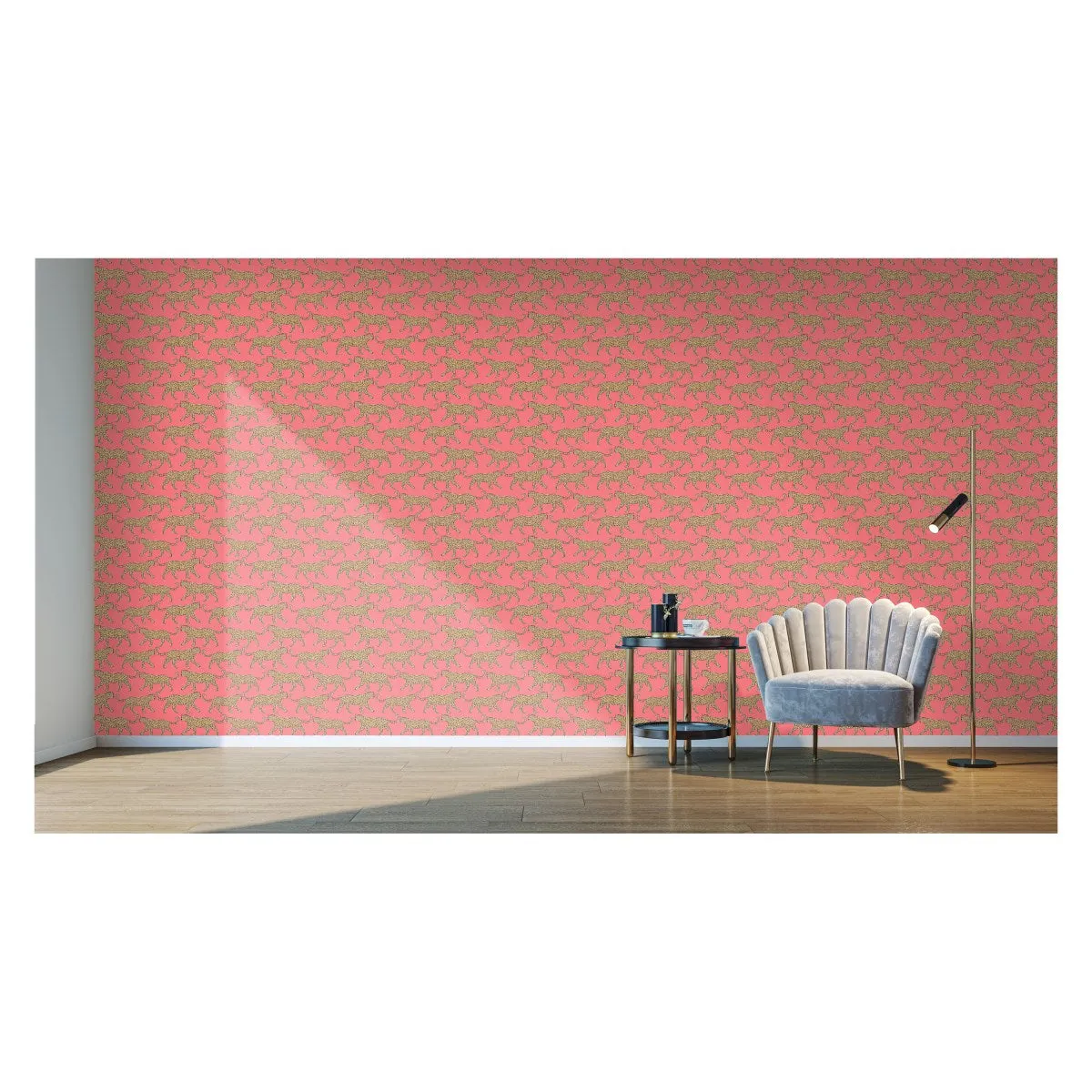 leopard coral CAT - Wall Covering - Peel and Stick Wallmark Canvas