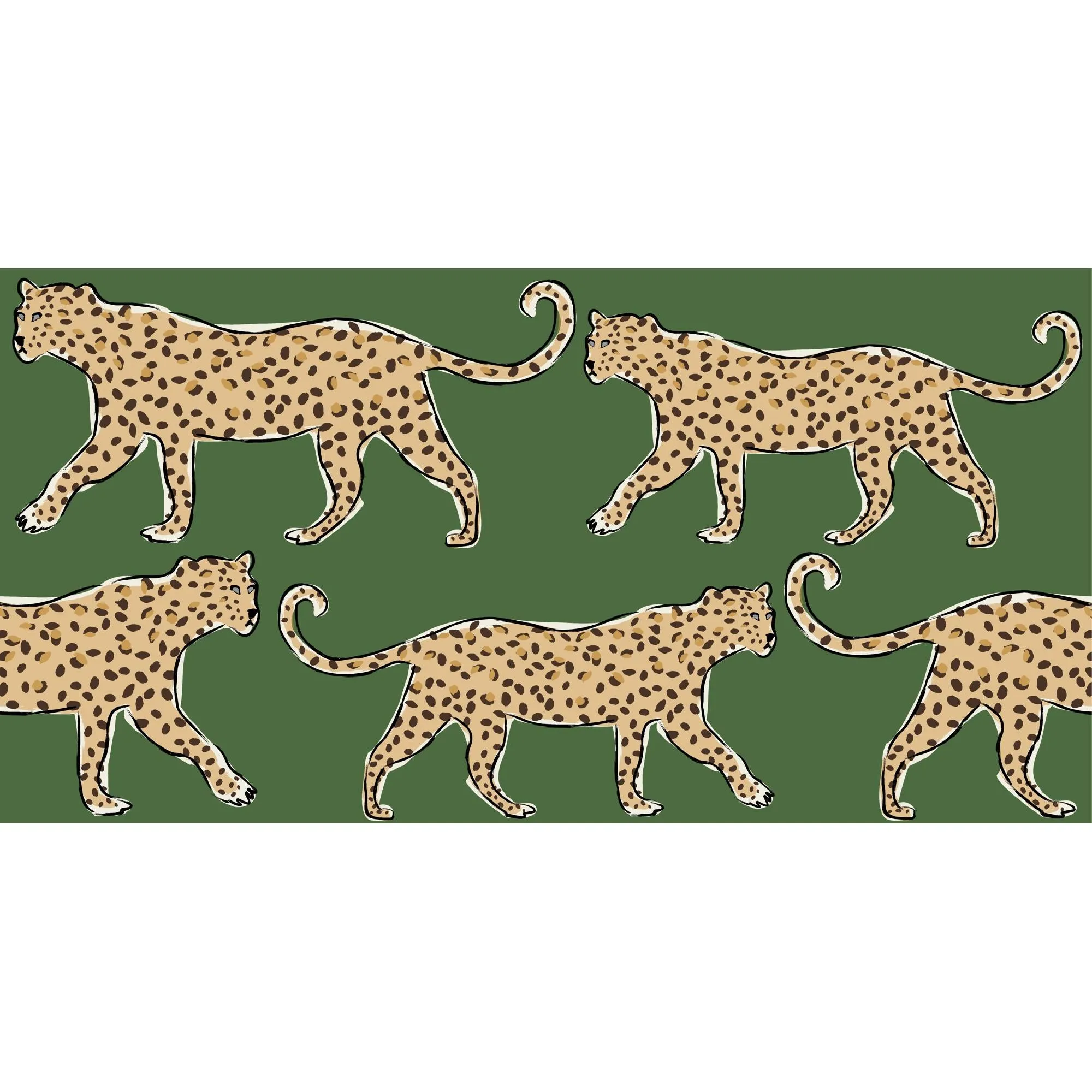 leopard green CAT - Wall Covering - Pre-Pasted PVC Free