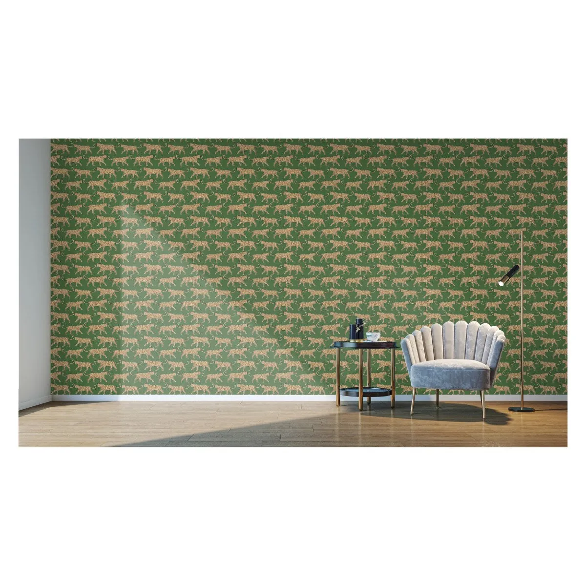 leopard green CAT - Wall Covering - Pre-Pasted PVC Free