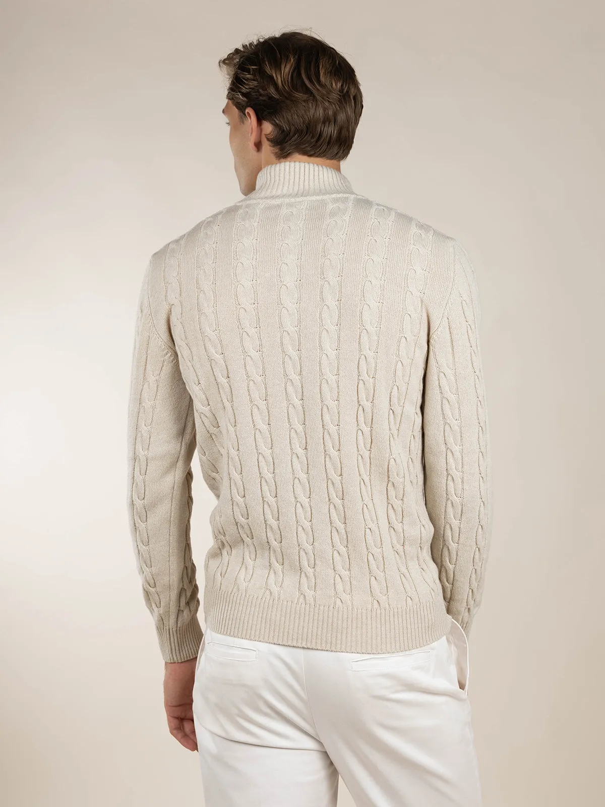 Light Beige Winter Button Sweater
