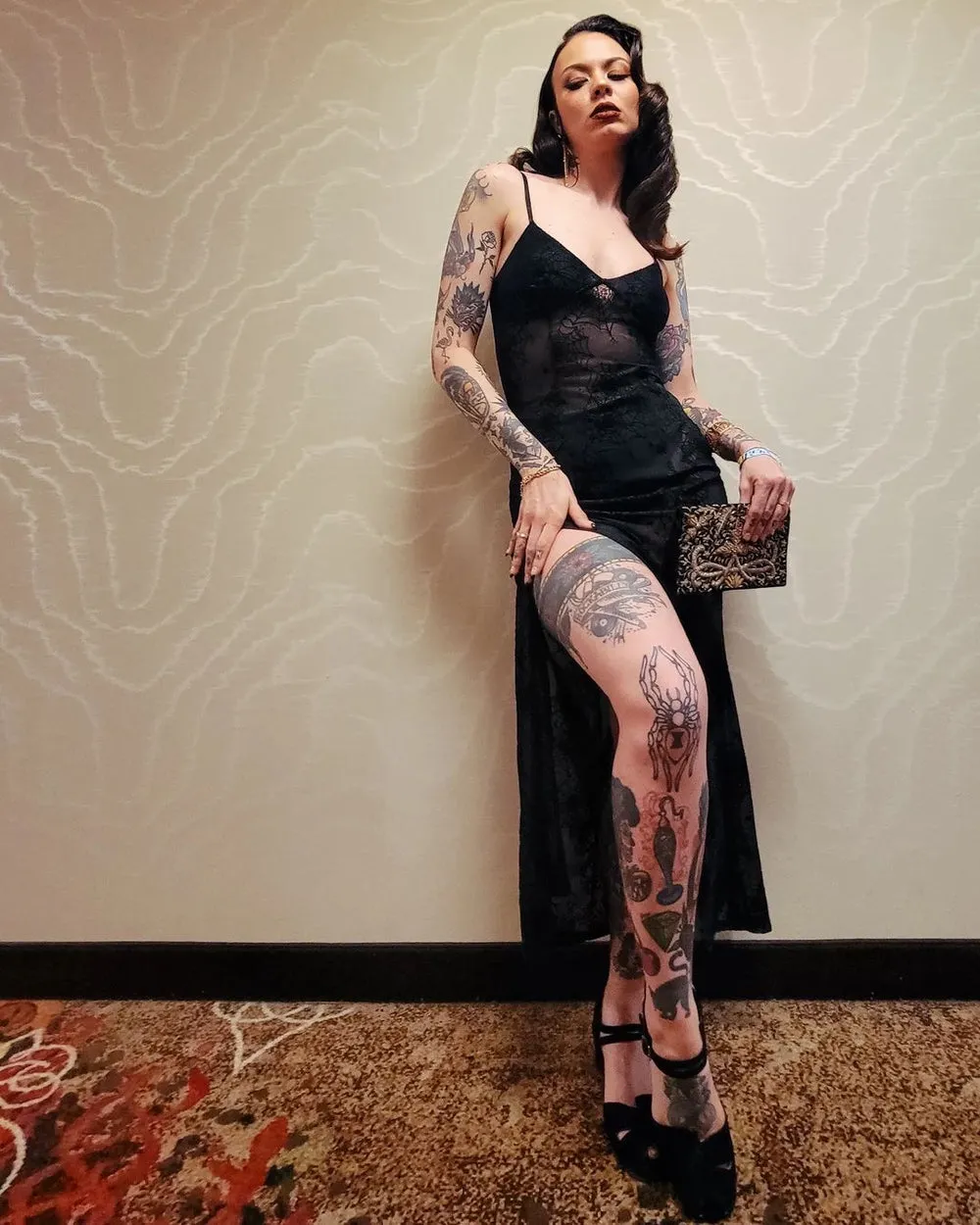 Lily Slip Dress in Flocked Spiderwebs (M and L ONLY)