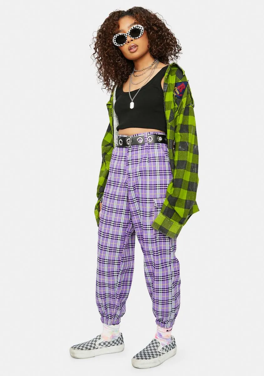 Meet Ur Match Plaid Cargo Joggers