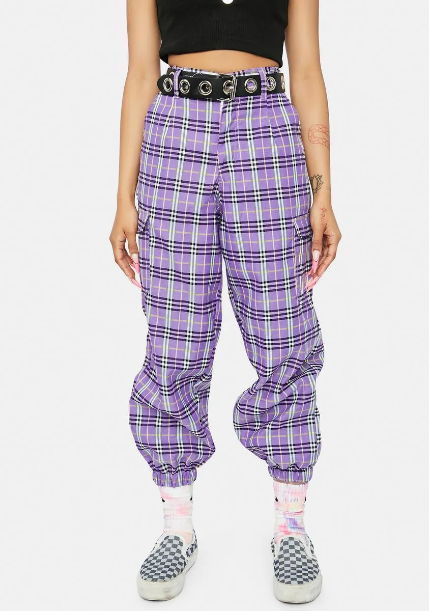 Meet Ur Match Plaid Cargo Joggers