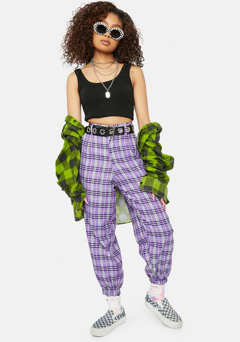 Meet Ur Match Plaid Cargo Joggers