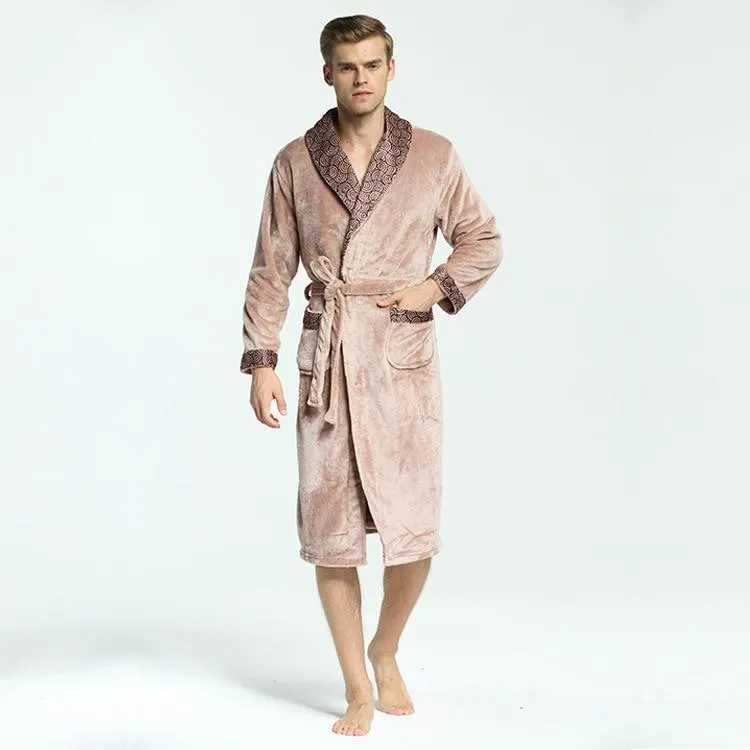 men bathrobe nightgown winter flannel thicken sleep robes Luxury warm man's Kimono mantle Mens Dressing Gown Waffle Lounge Robes