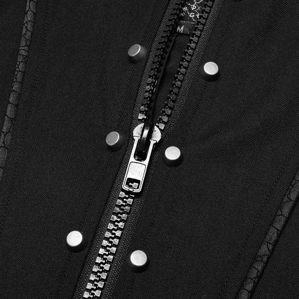 Men's Gothic Stand Collar Skeleton Embroidered Coat