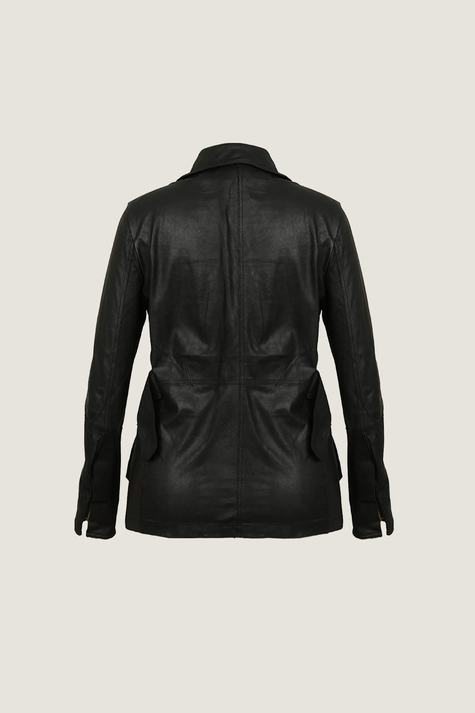 Novado - Women's Luxury Blazer Leather Coat - Black - 1 Piece