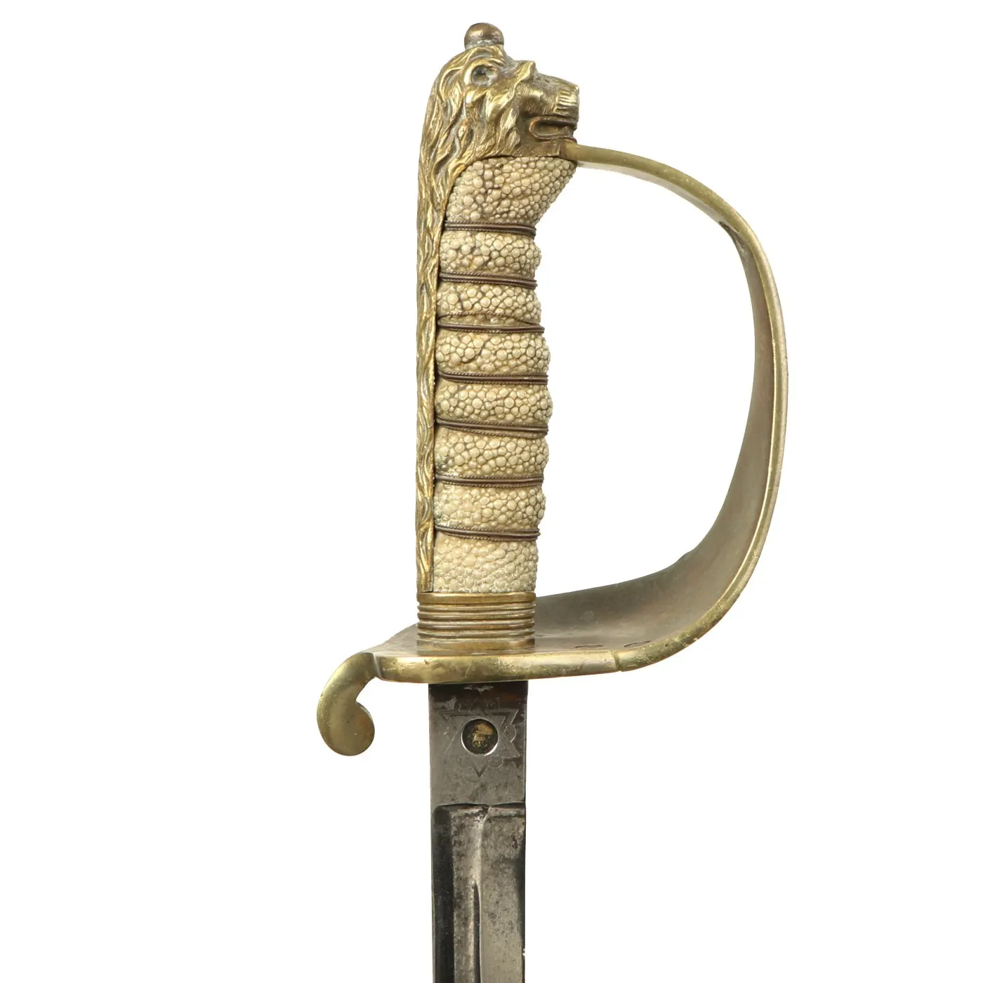 Original British WWII Royal Navy Officers Sword by Gieves Ltd. with Etched Blade & Damaged Scabbard
