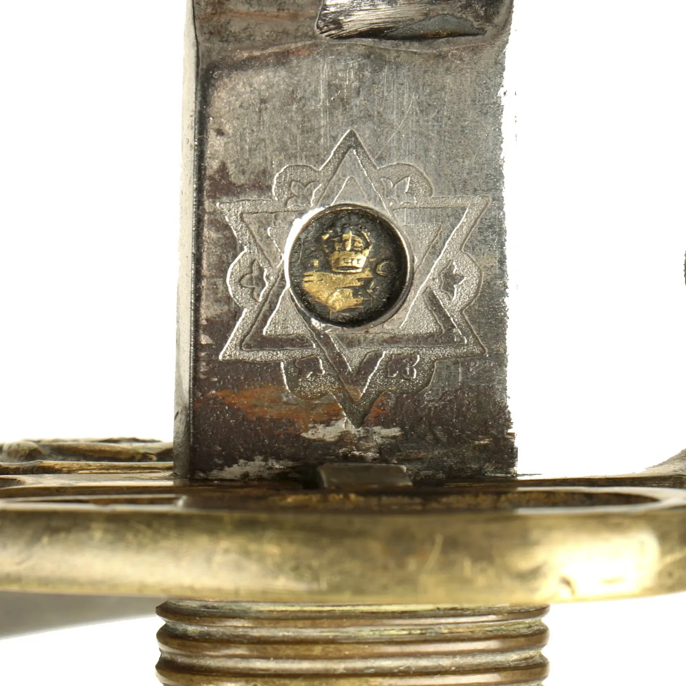 Original British WWII Royal Navy Officers Sword by Gieves Ltd. with Etched Blade & Damaged Scabbard