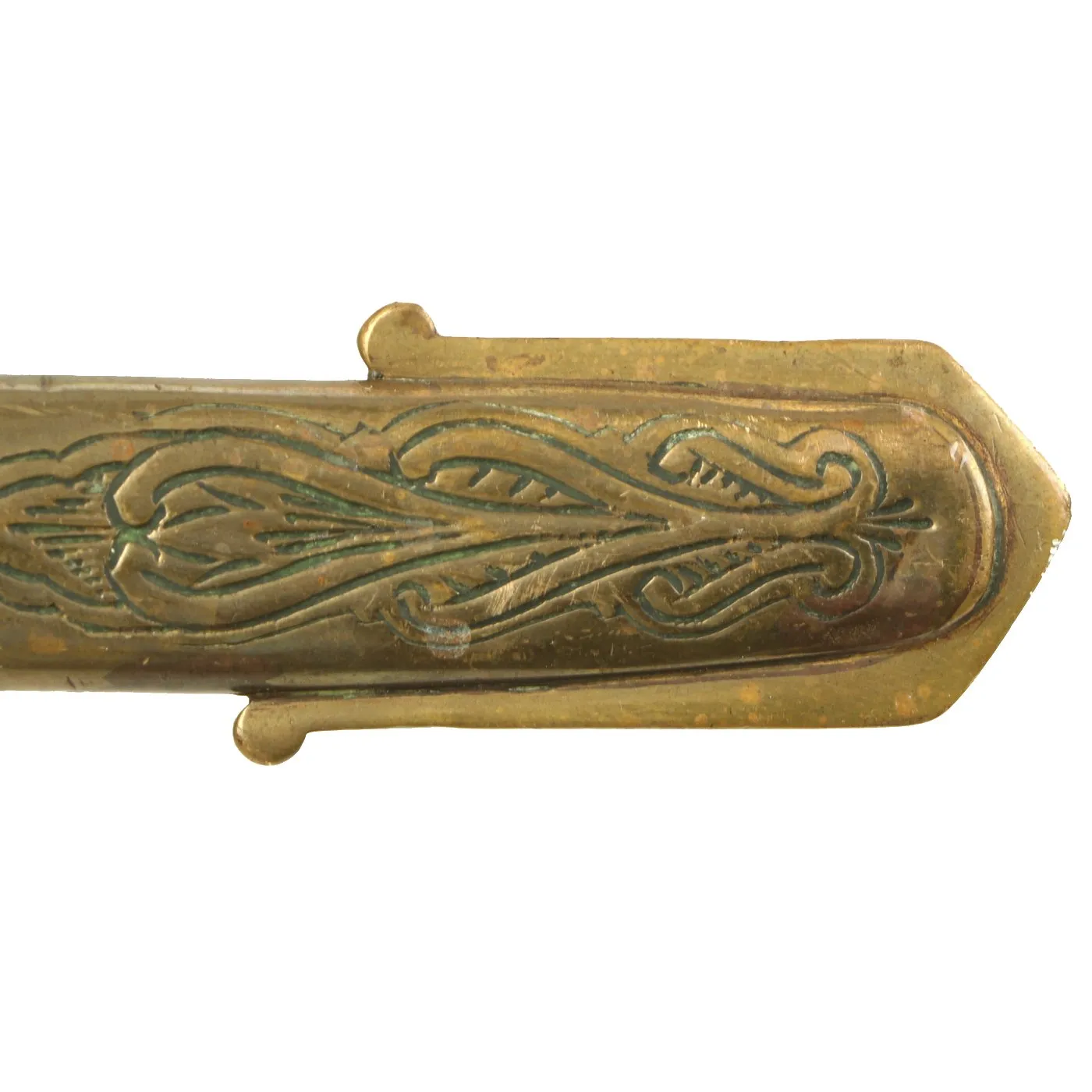 Original British WWII Royal Navy Officers Sword by Gieves Ltd. with Etched Blade & Damaged Scabbard