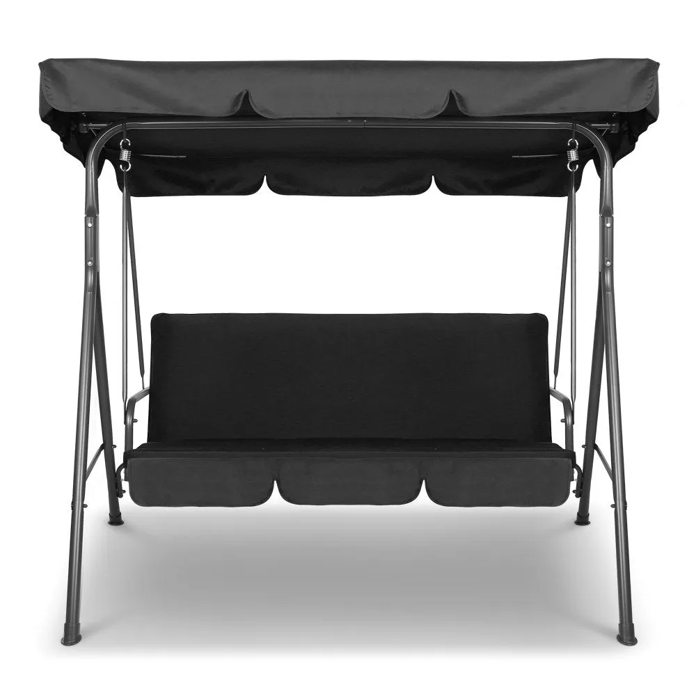 Outdoor Swing Chair Garden Bench Furniture Canopy 3 Seater Black