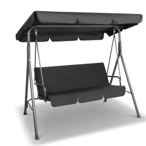 Outdoor Swing Chair Garden Bench Furniture Canopy 3 Seater Black