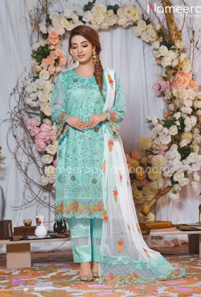 Party Pakistani Dress In Blue Color By Designer #PF238