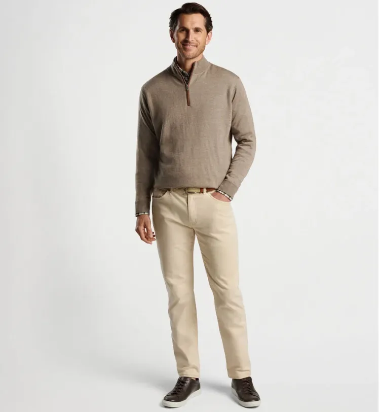 PETER MILLAR 1/4 ZIP AUTUMN CREST SWEATER - CREAM