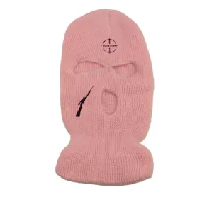 Pink Rifle Target Embroidery 3 Holes Ski Mask