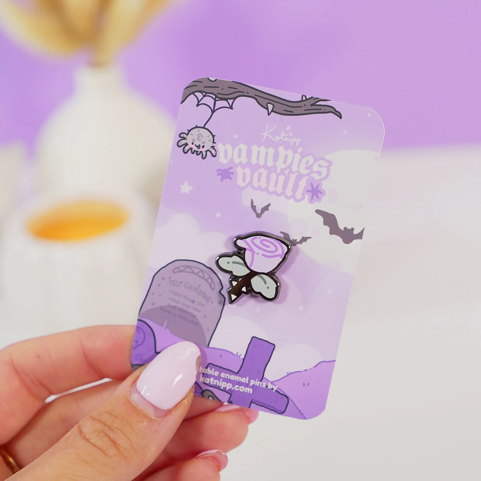 Purple Gothic Rose Enamel Pin | Spooky Halloween Collectible | Cute Gothic Lapel Badge