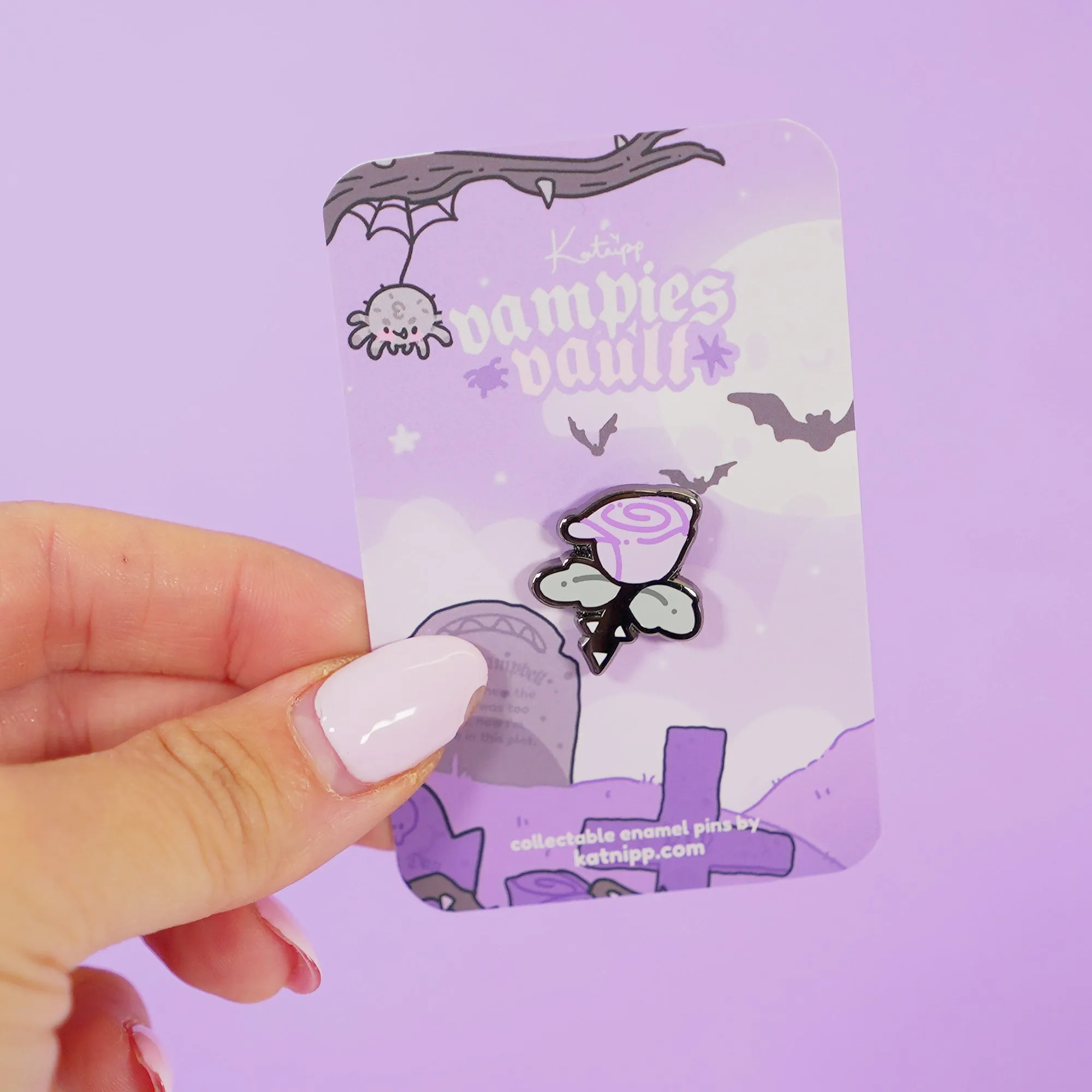 Purple Gothic Rose Enamel Pin | Spooky Halloween Collectible | Cute Gothic Lapel Badge