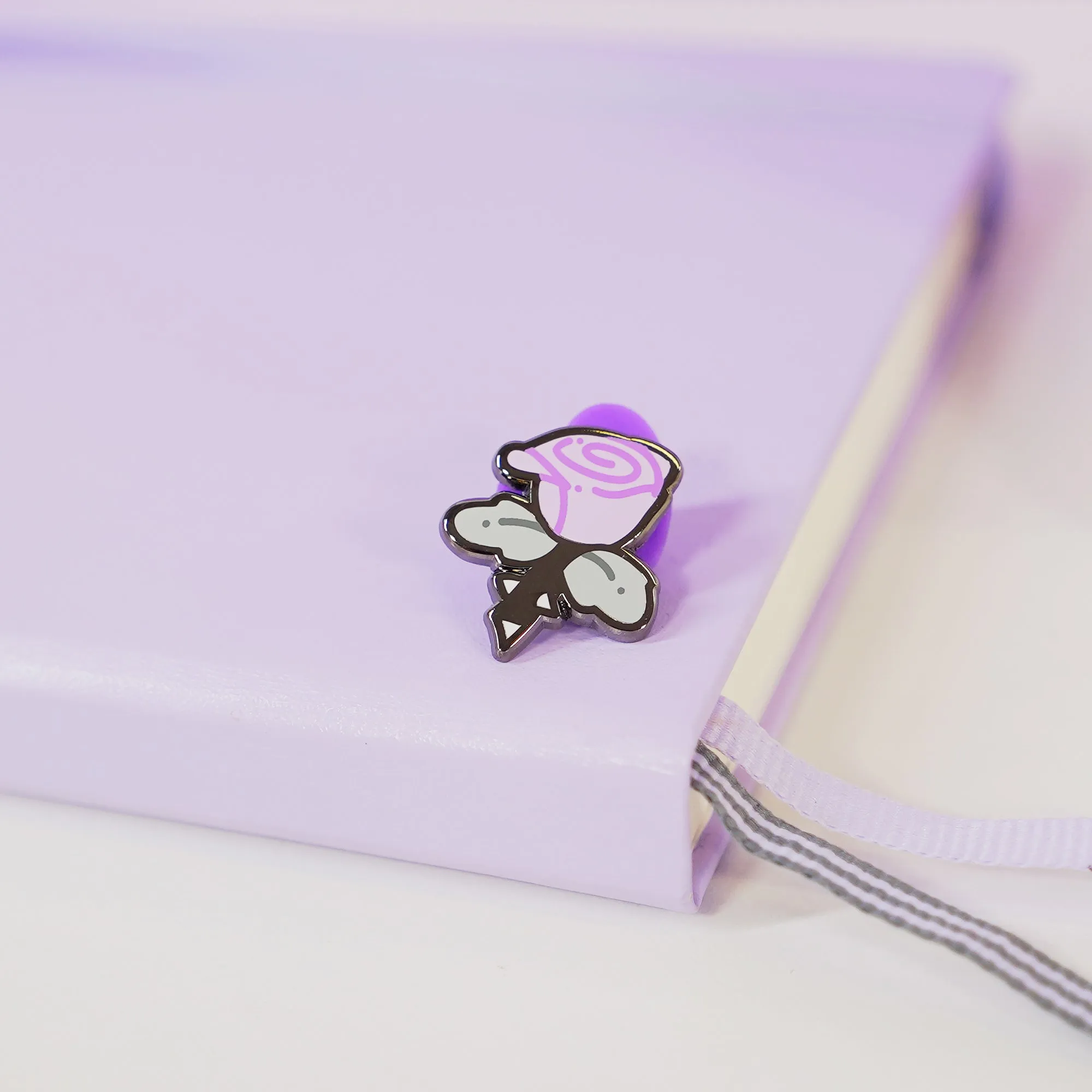 Purple Gothic Rose Enamel Pin | Spooky Halloween Collectible | Cute Gothic Lapel Badge