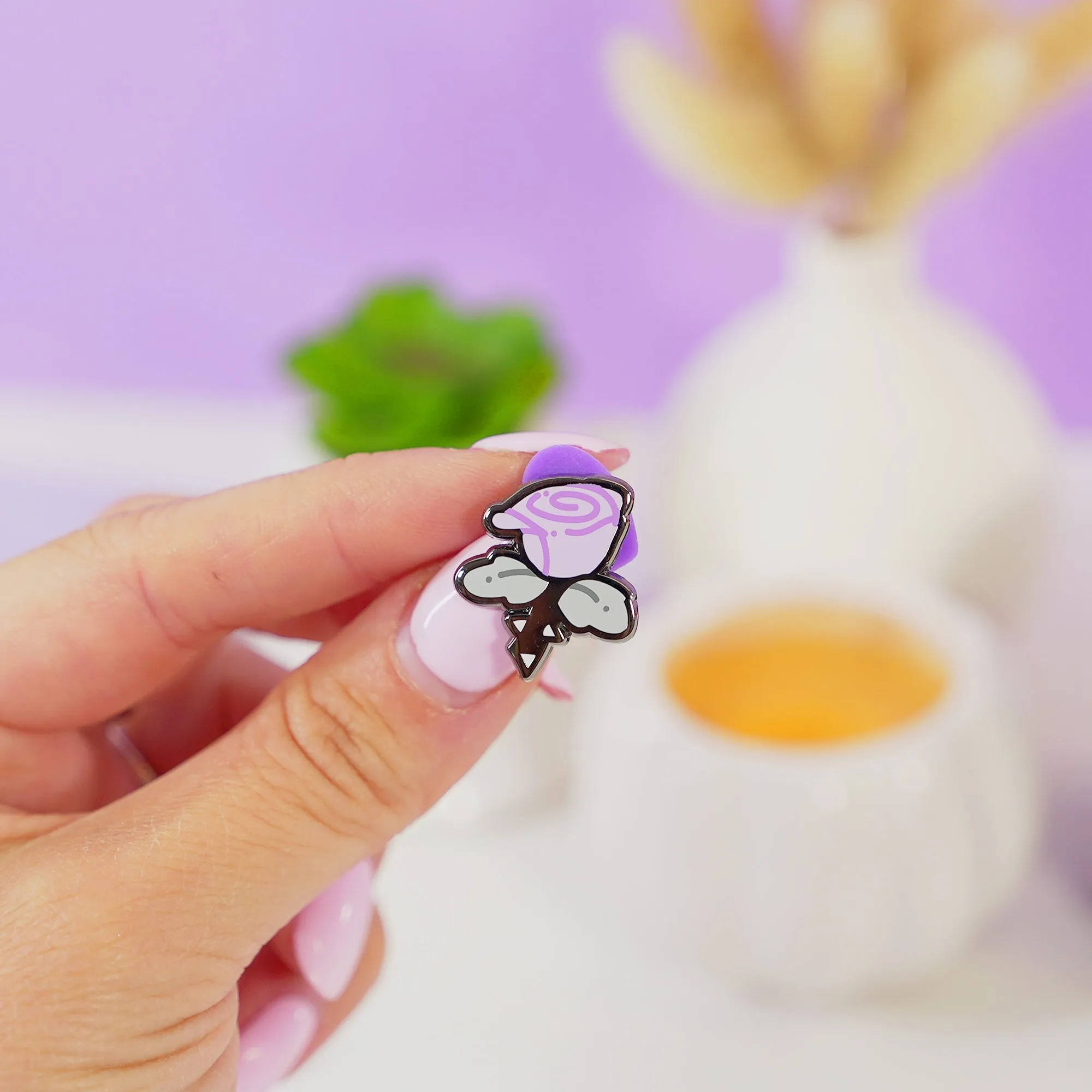 Purple Gothic Rose Enamel Pin | Spooky Halloween Collectible | Cute Gothic Lapel Badge