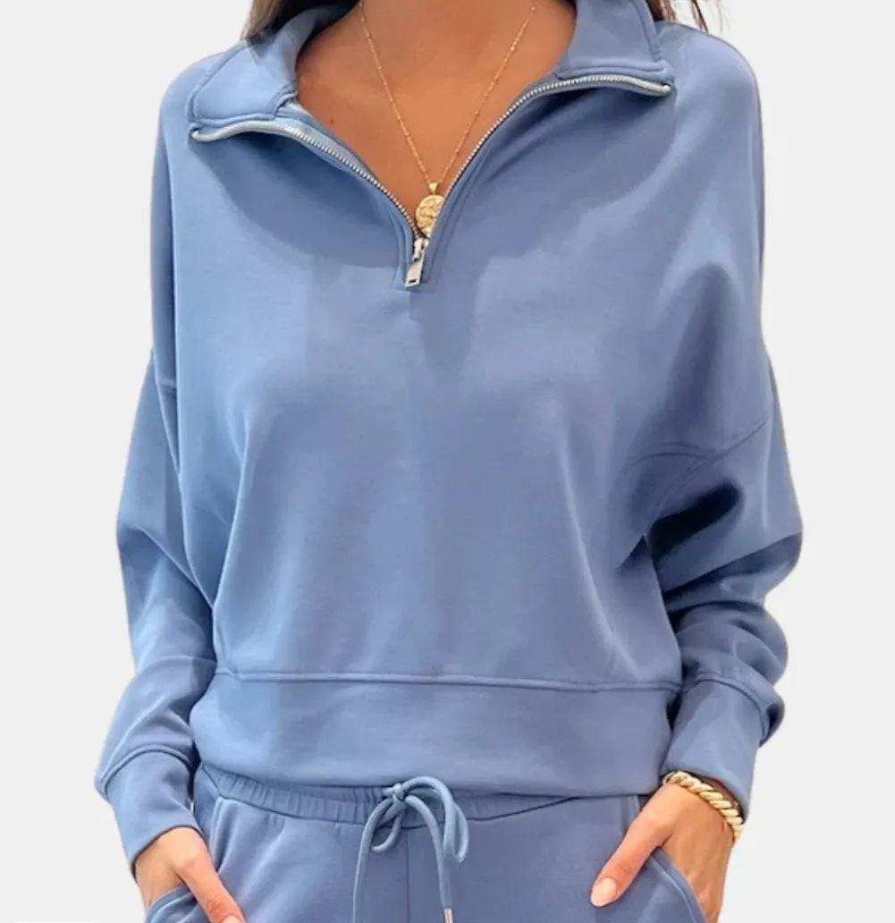 RD STYLE MAILYN KNIT LS 1/2 ZIP MOCK NECK TOP