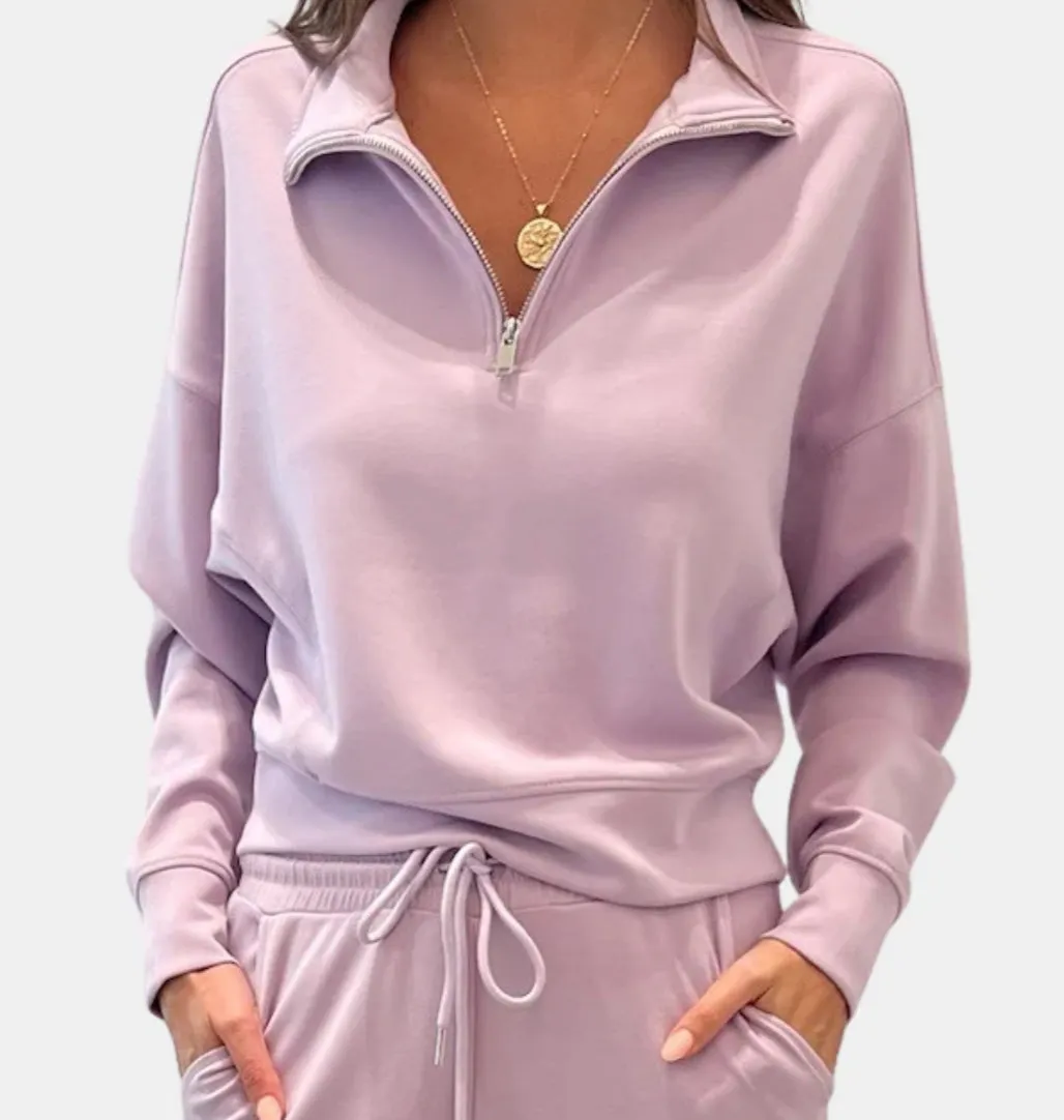 RD STYLE MAILYN KNIT LS 1/2 ZIP MOCK NECK TOP