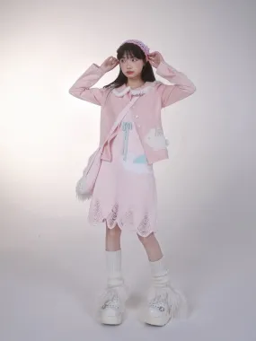 [Rose Island] Pink Bunny Denim Jacket