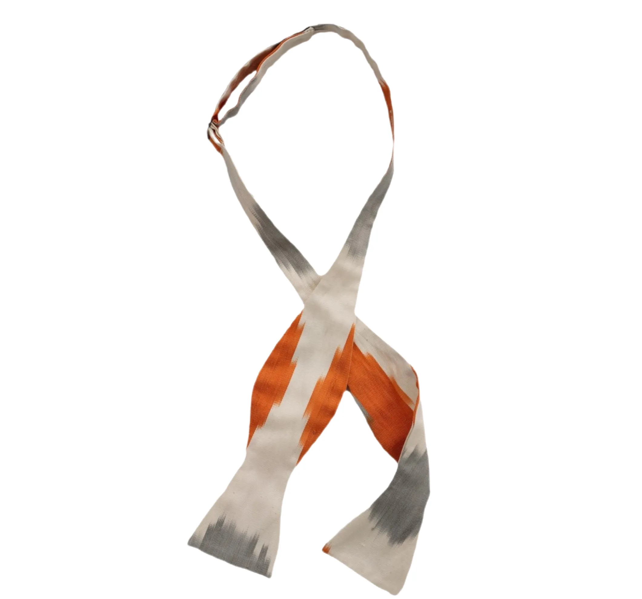SALE- Holston Silk Ikat Bow Tie - Orange, White, Grey