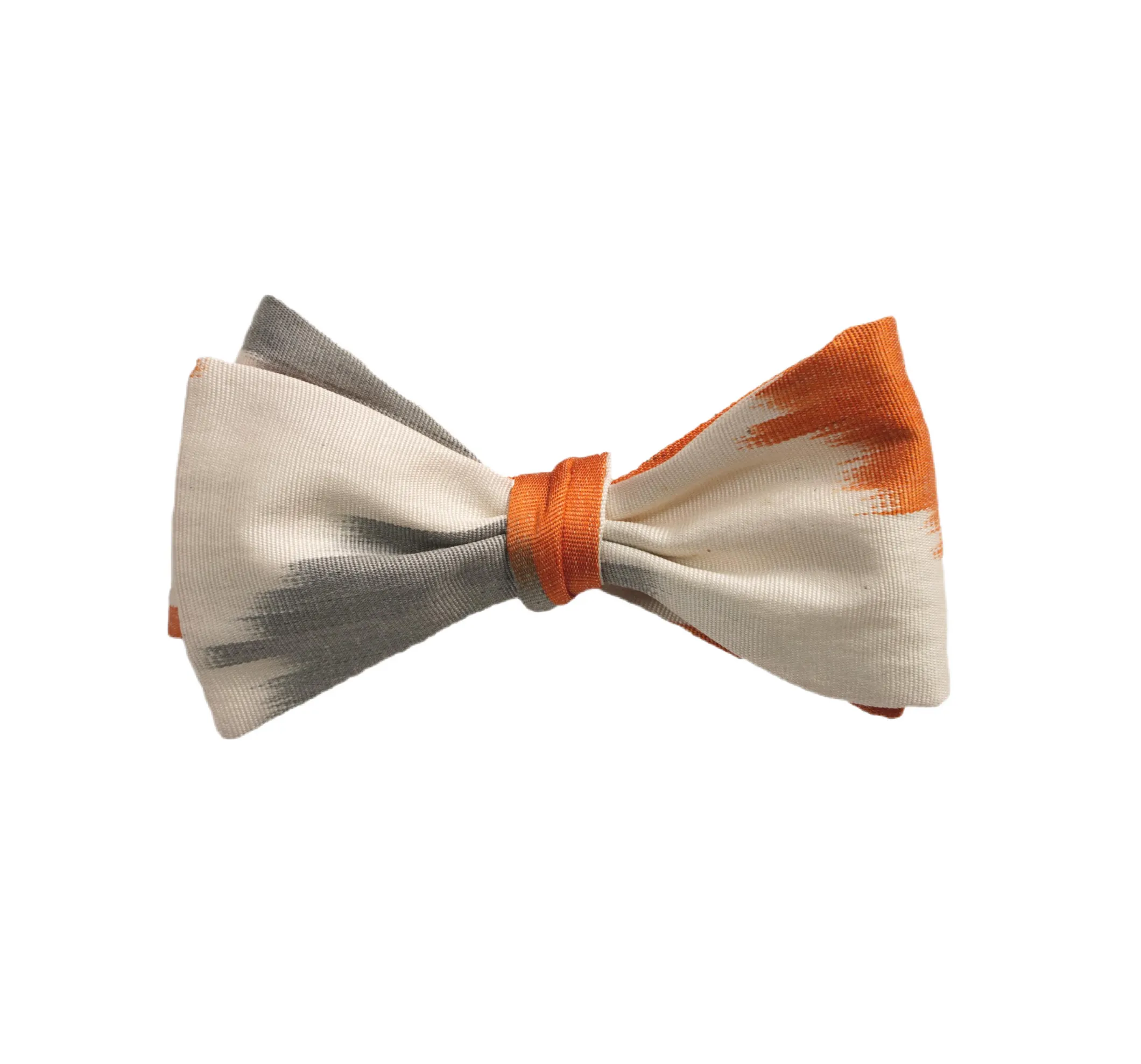 SALE- Holston Silk Ikat Bow Tie - Orange, White, Grey