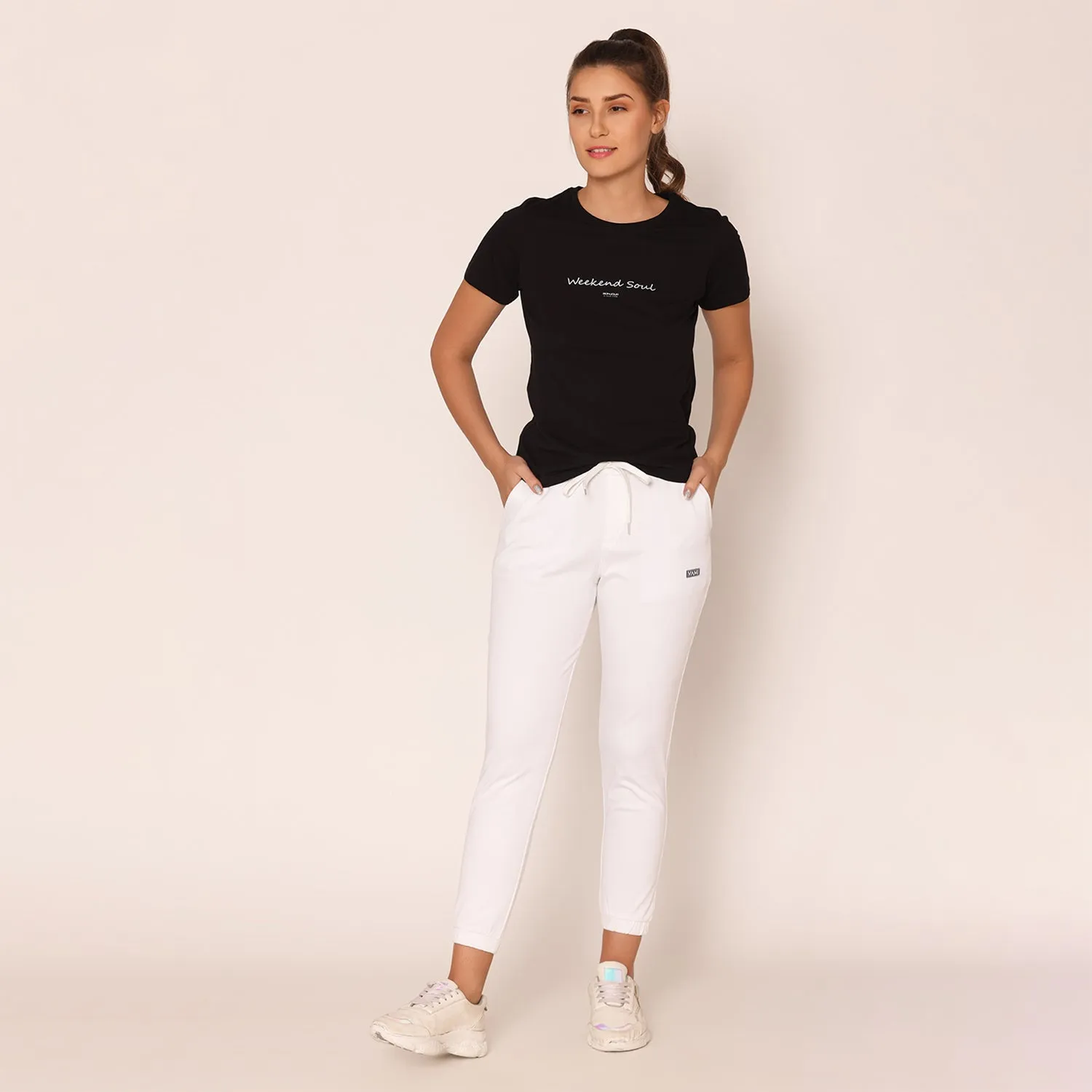 Slim Fit Joggers For Women - White