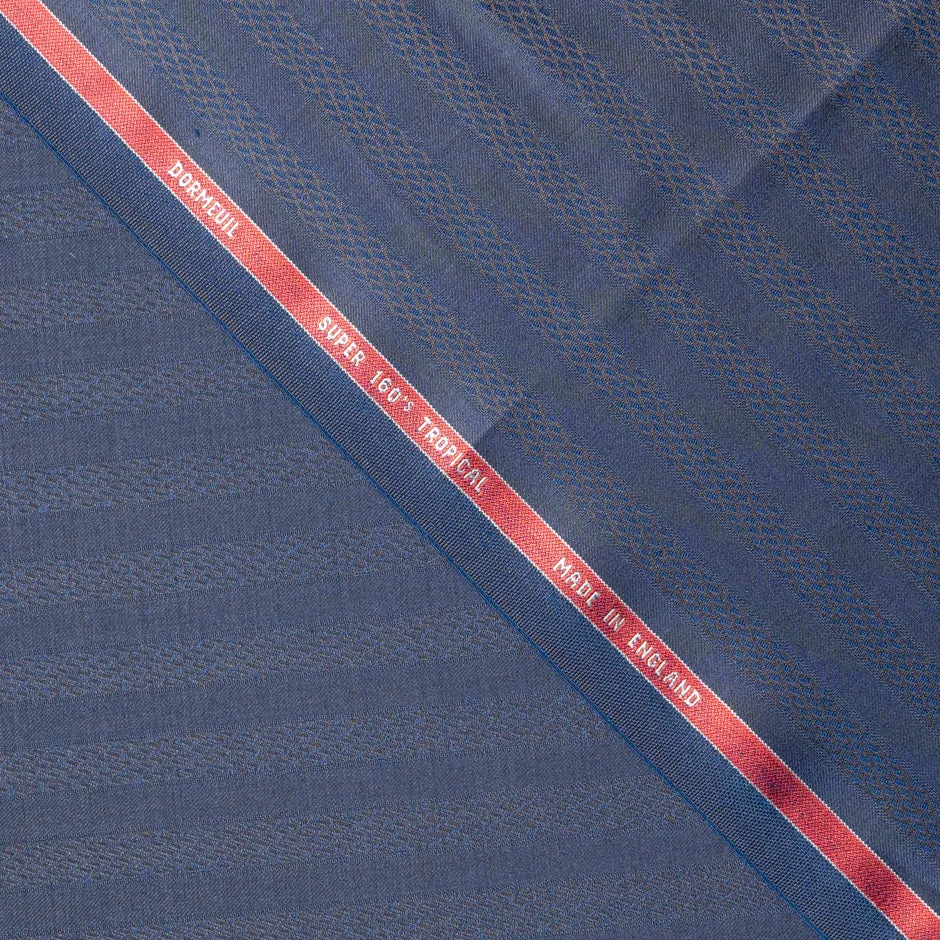 Snake Jacquard Rich Blue Super 160s Tropical Wool