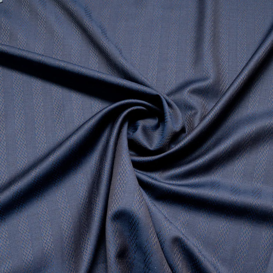 Snake Jacquard Rich Blue Super 160s Tropical Wool