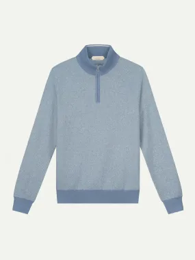 Steel Blue Jacquard Zipper Sweater