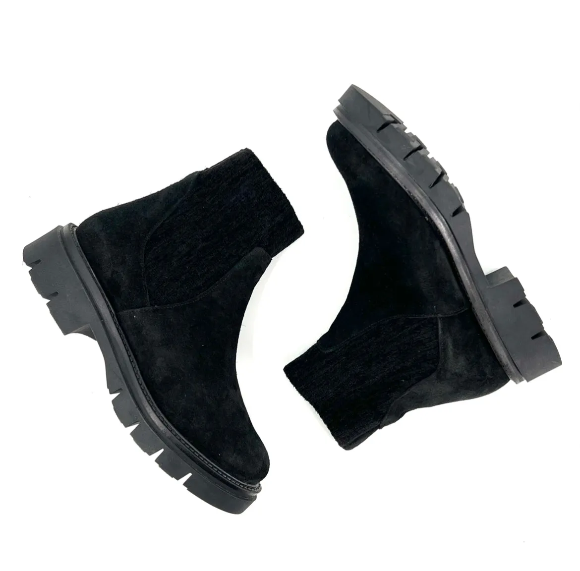 The Bootie with Chenille Knit Elastic Upper in Black