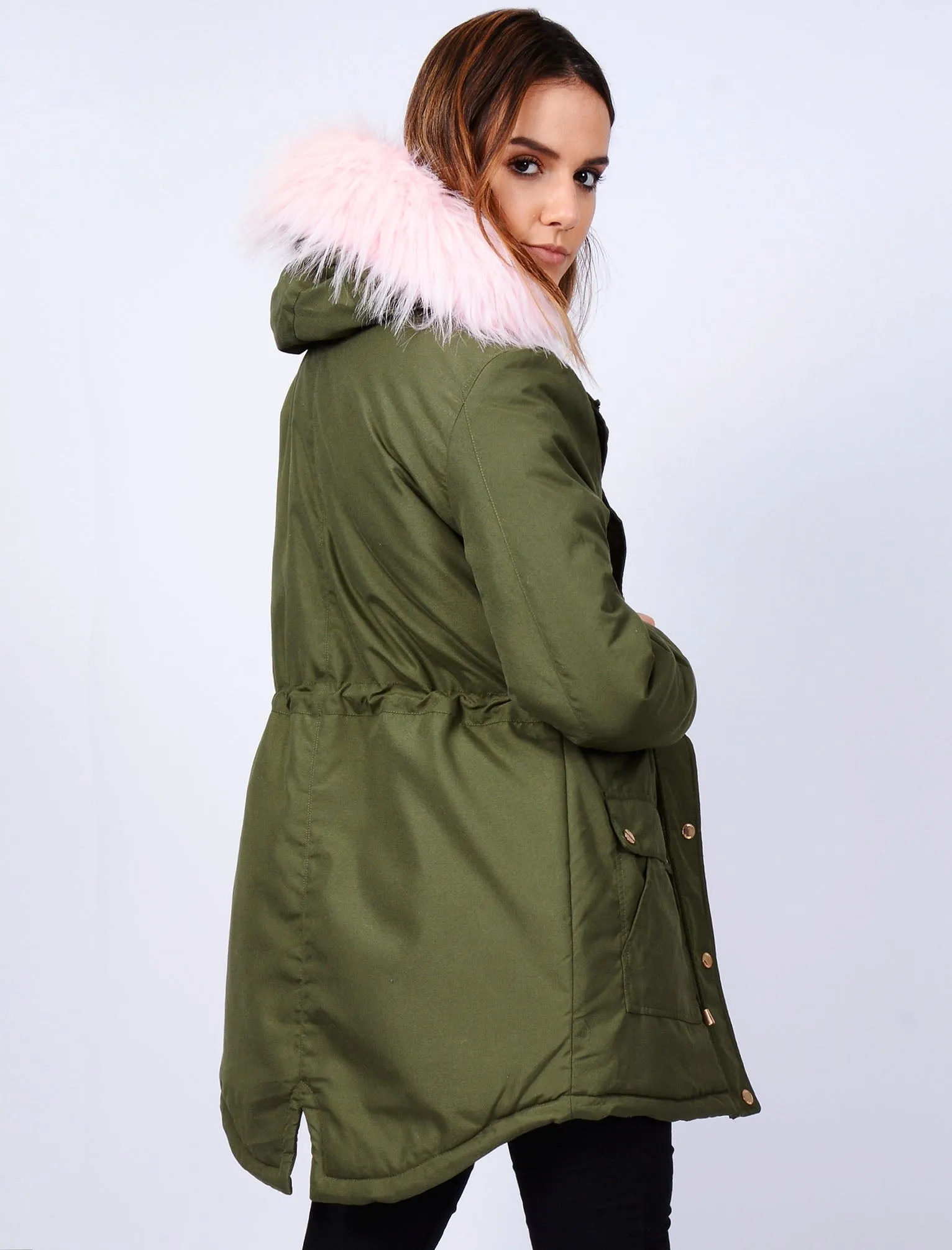 Thorn Parka Coat with Detachable Fur Lined Hood in Amazon Khaki - Tokyo Laundry