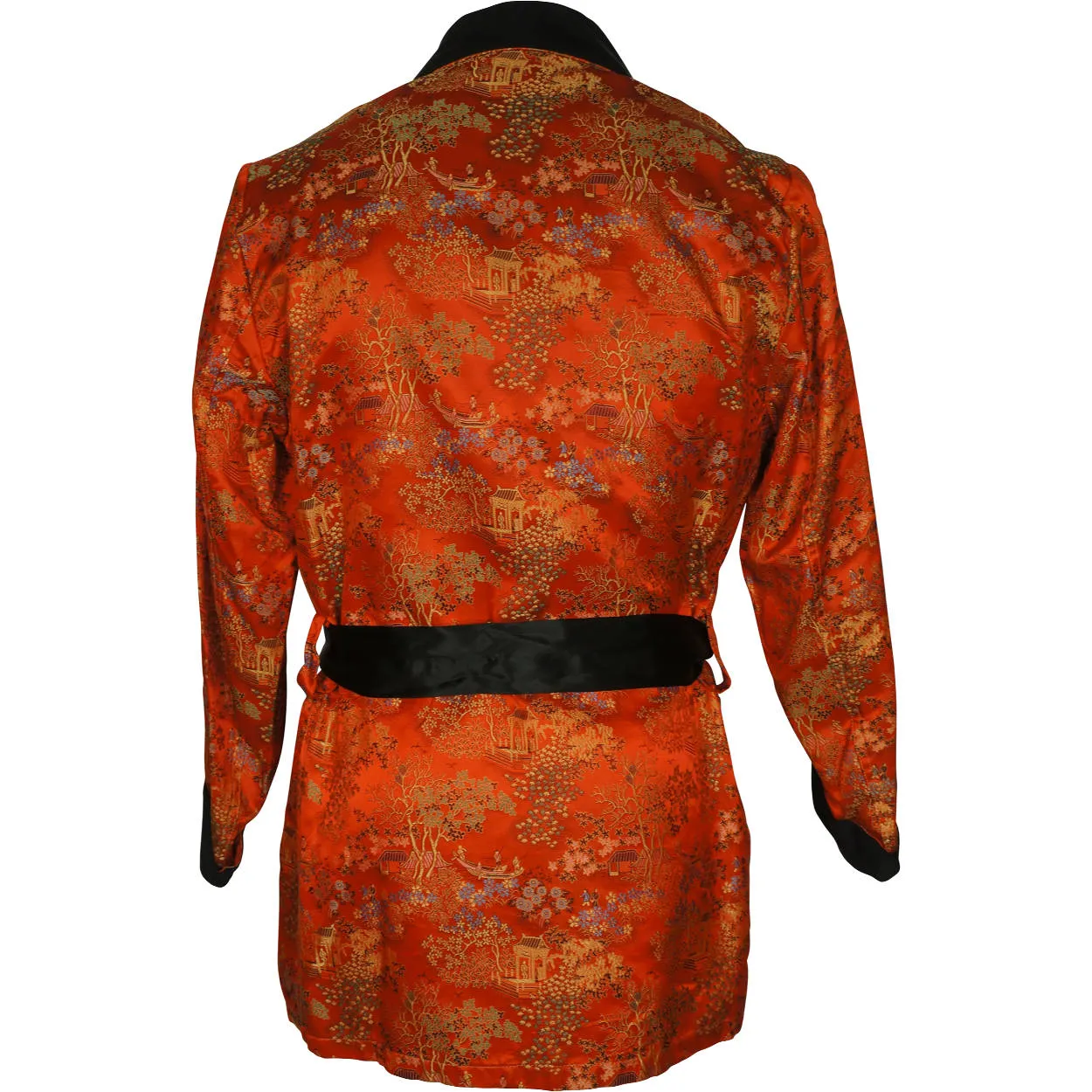 Vintage 1960s Mens Smoking Jacket Red Satin Short Lounging Robe By Majestic Sml