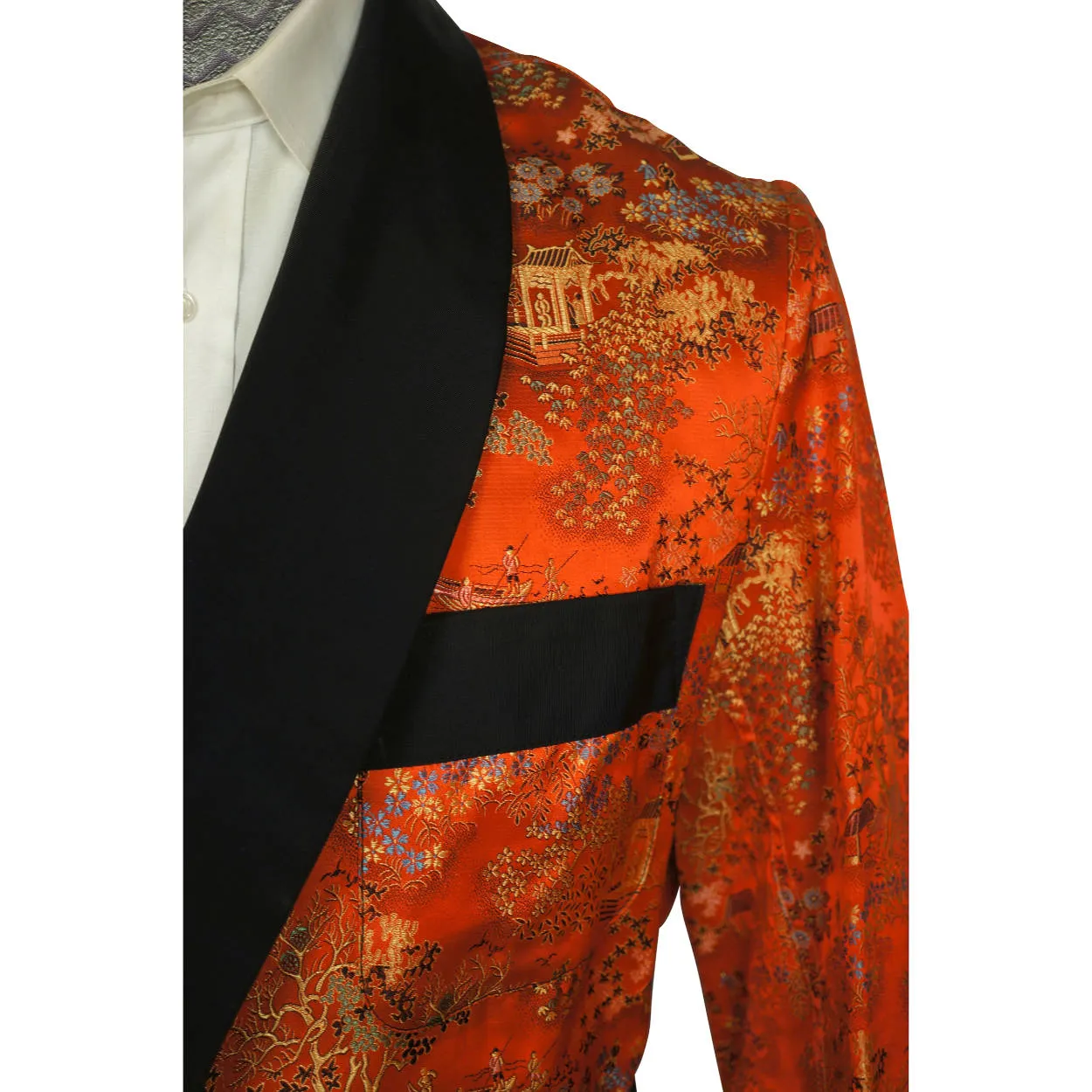Vintage 1960s Mens Smoking Jacket Red Satin Short Lounging Robe By Majestic Sml