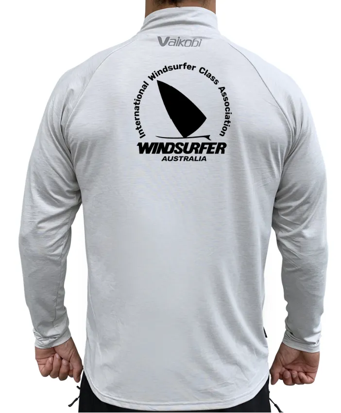 WINDSURFER - UV Long Sleeve ZIP Tech Top - Silver - CUSTOM